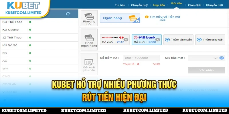 Nhập vào những thông tin rút tiền KUBET mà nhà cái yêu cầu